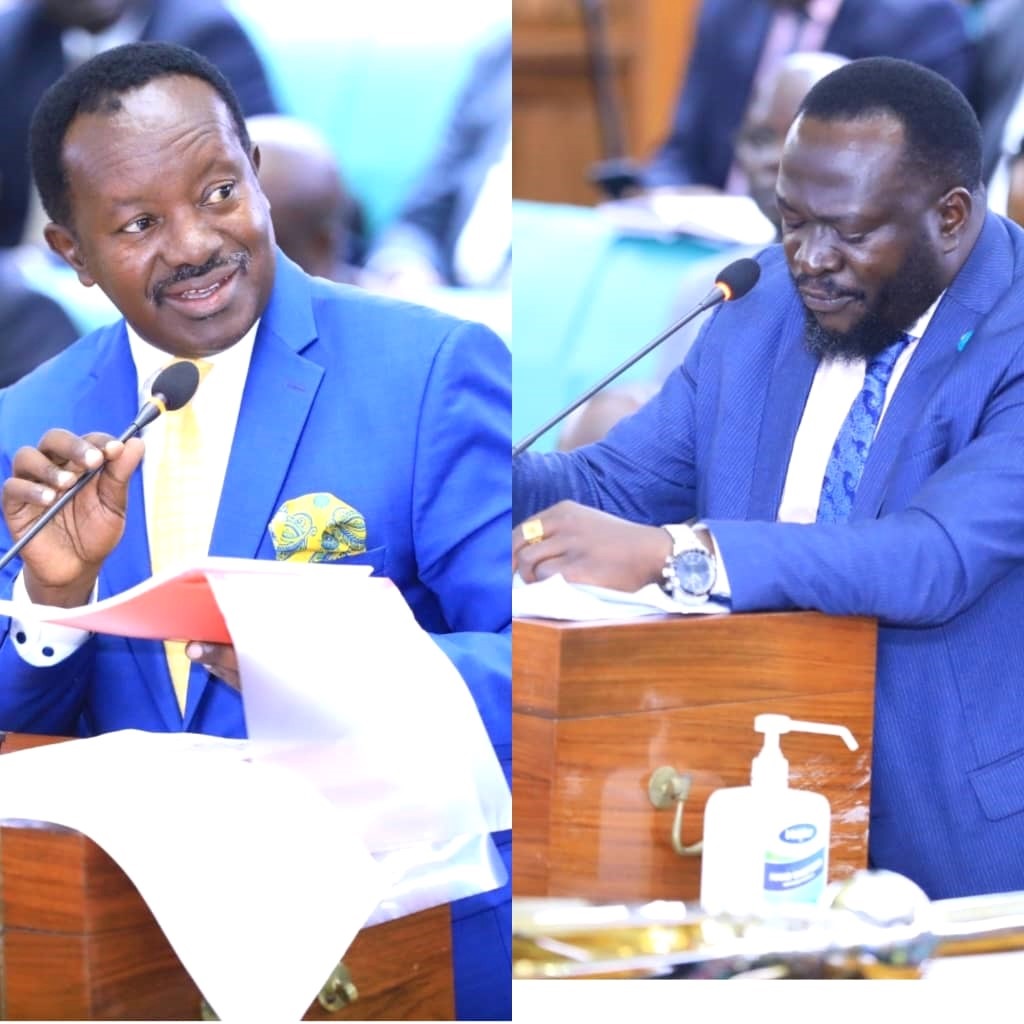 Hon. Kajwengye (L) and Hon. Okot presented the majority and minority reports respectively